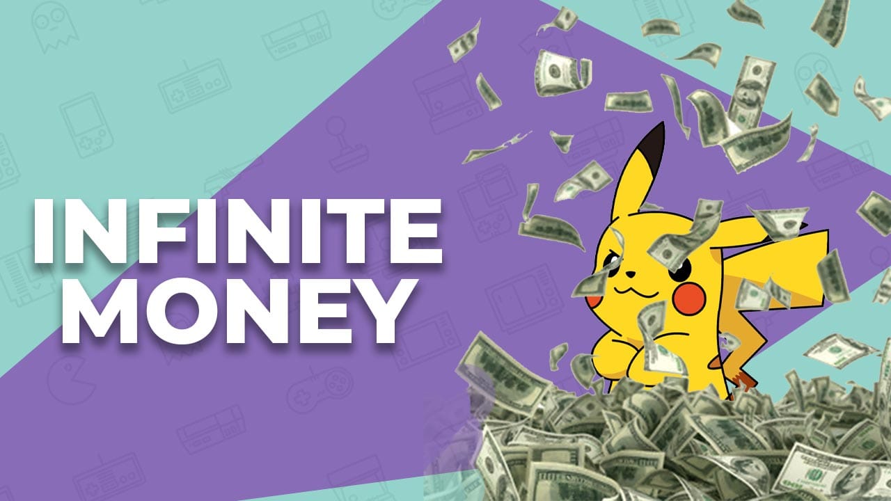 Pikachu standing in money