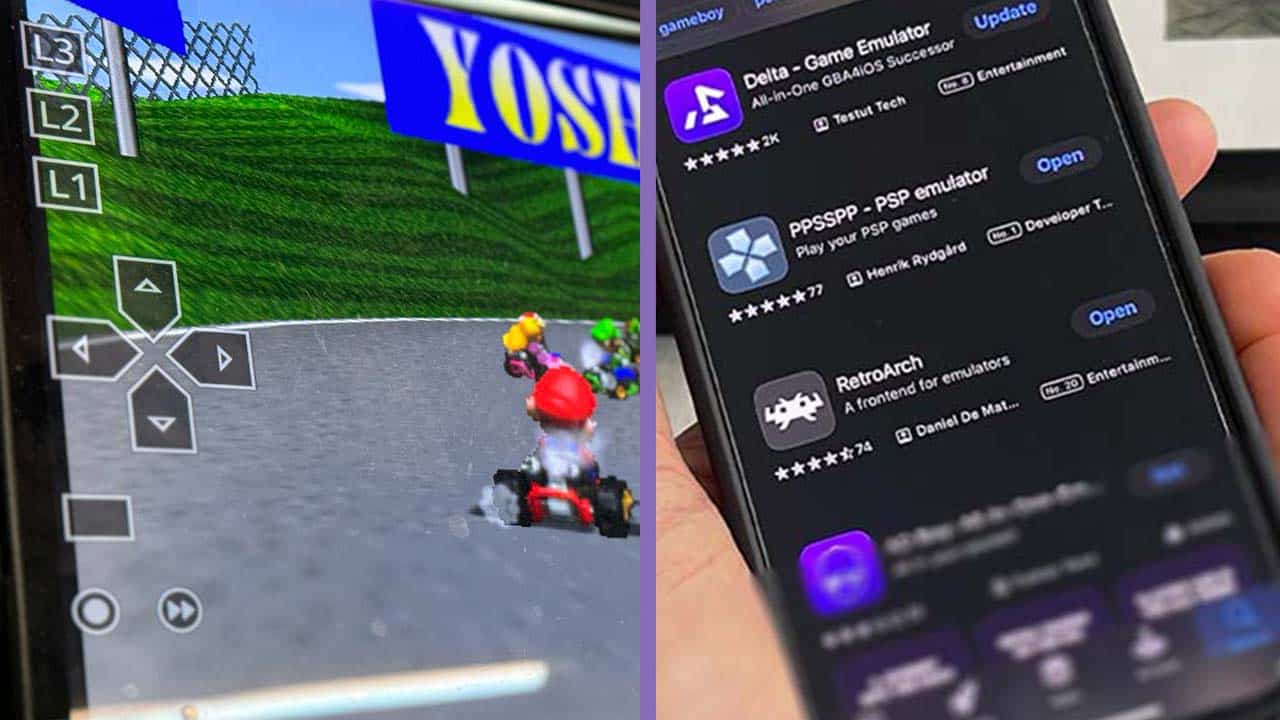 Ipad and an iPhone showing RetroArch