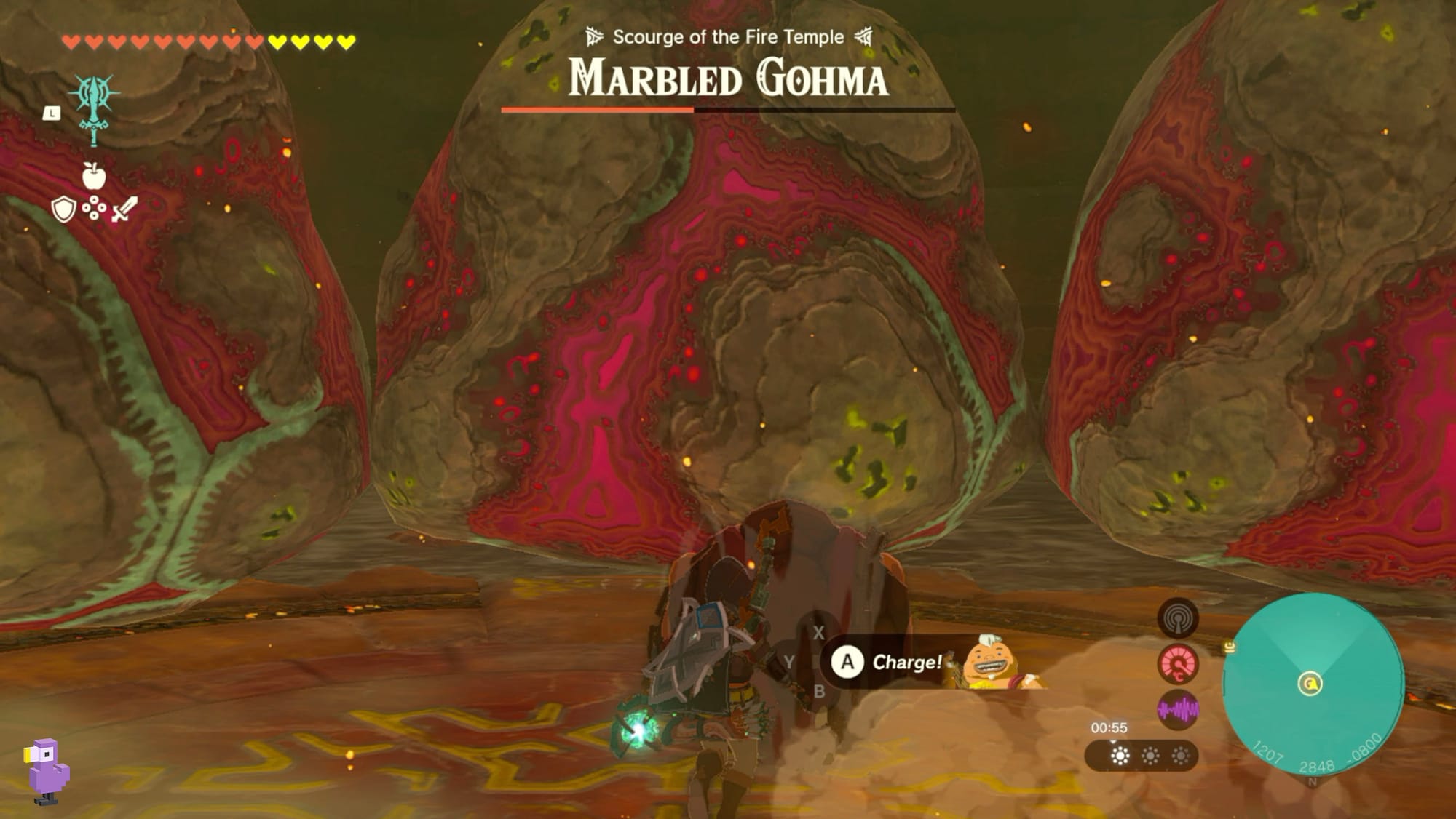 How To Beat Marbled Gohma In Zelda Tears Of The Kingdom exploding boulders