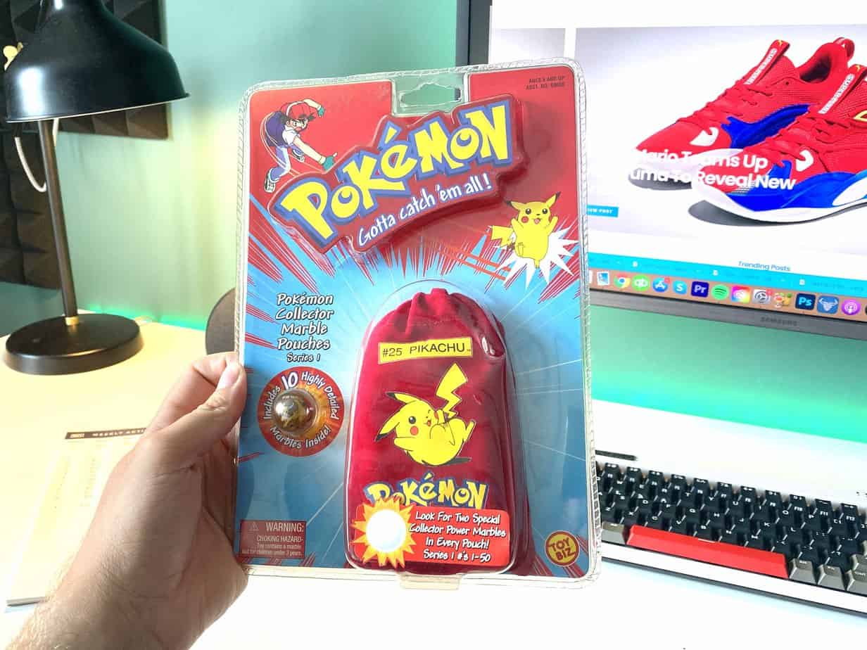Pokemon marbles at Brandon's desk