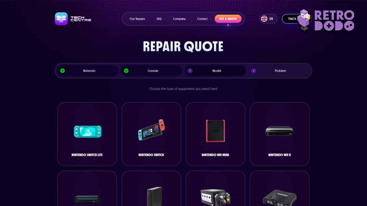 A repair quote page from the tech Centre website