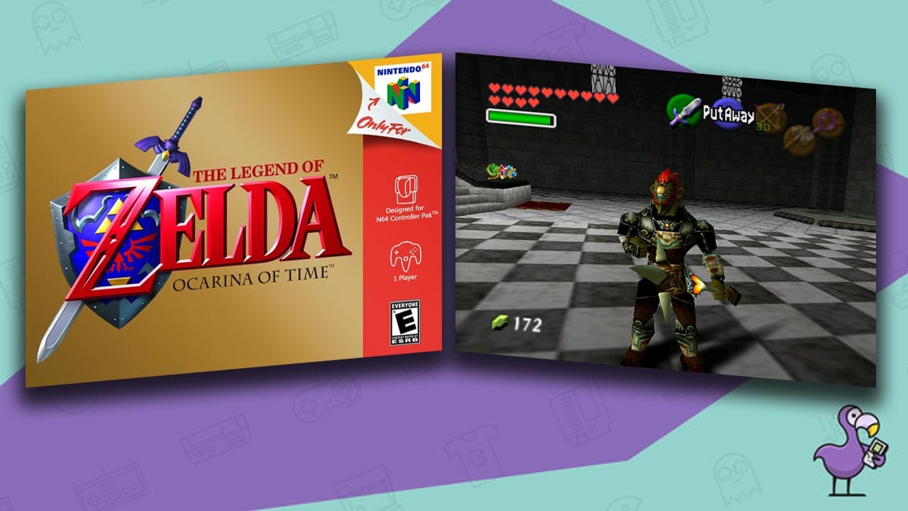 Best Zelda ROM hacks - Legend of Zelda: Ocarina of Time game case and gameplay showing Ganondorf as a playable character.